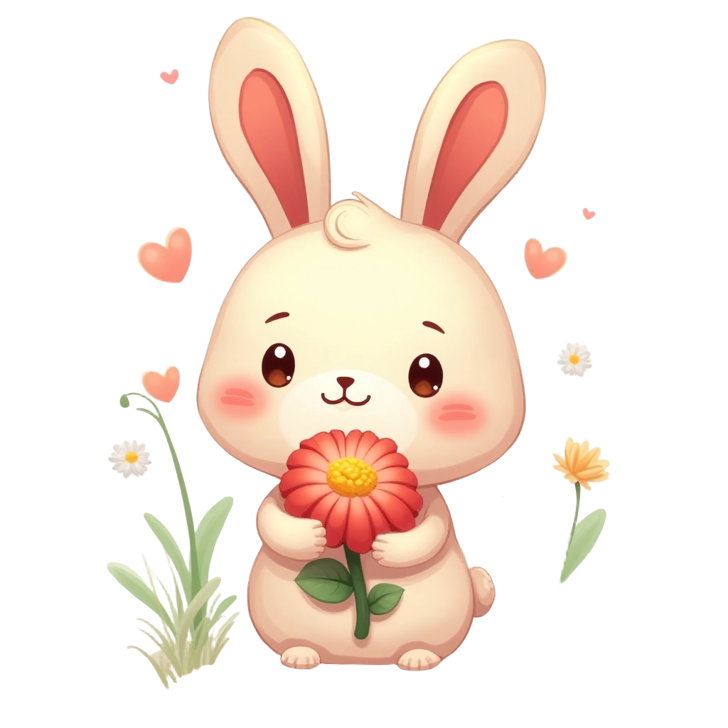 Charming Bunny with Flower